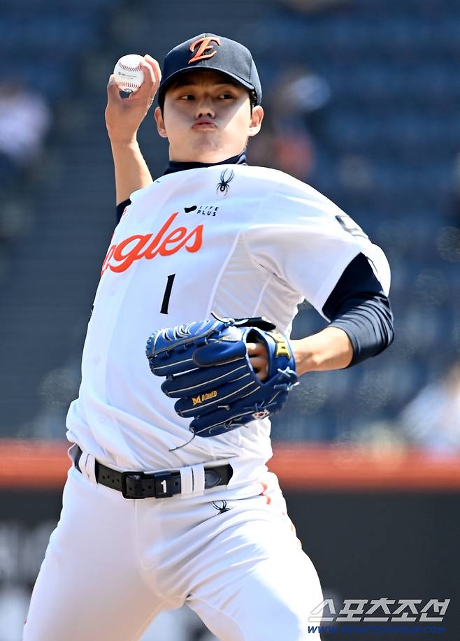 20일 대전한화생명볼파크에서 열린 KIA와 한화의 시범경기, 한화 선발투수 문동주가 역투하고 있다. 대전=허상욱 기자wook@sportschosun.com/2026.03.20/