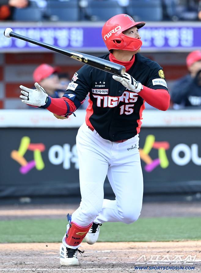 20일 대전한화생명볼파크에서 열린 KIA와 한화의 시범경기, 8회초 2사 만루 KIA 박재현이 3타점 3루타를 치고 있다. 대전=허상욱 기자wook@sportschosun.com/2026.03.20/