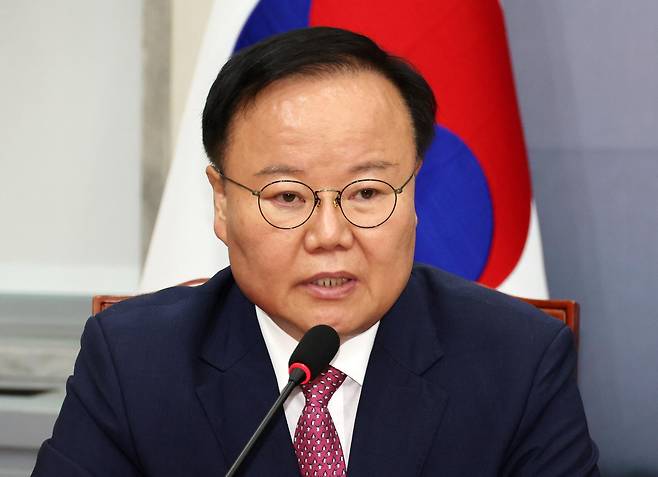 김재원 국민의힘 최고위원이 28일 오전 서울 여의도 국회에서 열린 최고위원회의에서 발언하고 있다. 뉴시스.