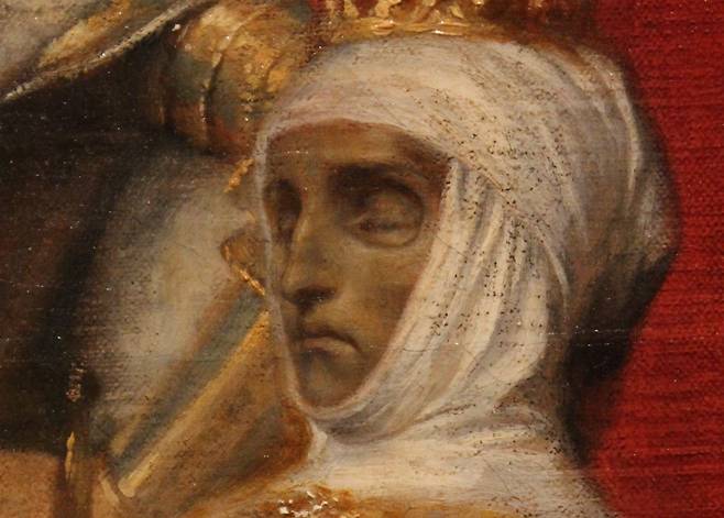 피에르 샤를 콩트, 1361년 이네스 데 카스트로의 대관식(일부 확대), 1849, 캔버스에 유채, 130.3x97.8cm, 리옹 미술관