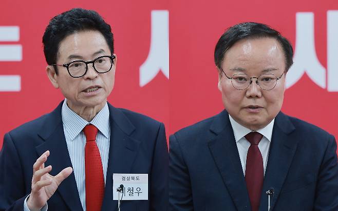 이철우 경북지사(왼쪽)와 국민의힘 김재원 최고위원. 연합뉴스