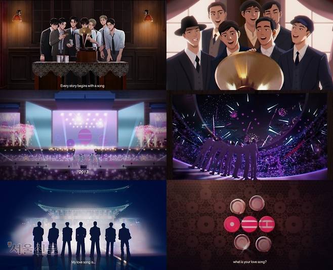 BTS는 정규 5집 ‘아리랑’의 타이틀곡 ‘스윔’의 뮤직비디오 예고편과 ‘아리랑’ 애니메이션 예고편(사진)을 공개하며 컴백 분위기를 띄웠다. 빅히트 뮤직 제공