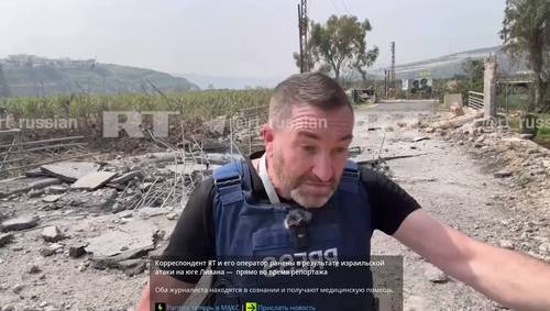 레바논에서 생방송 리포트 도중 이스라엘군 공습 피하려는 러시아 럽틀리 기자 [럽틀리 텔레그램 계정 캡처. 재판매 및 DB 금지]