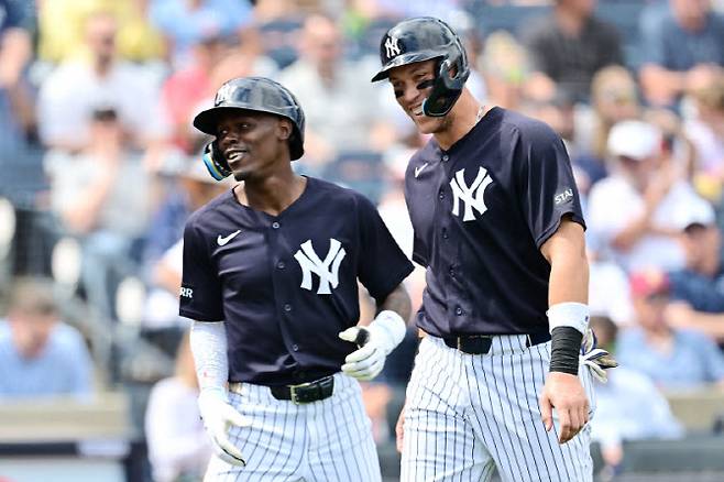 왼쪽부터 재즈 치점 주니어와 애런 저지.(사진=AFPBBNews)