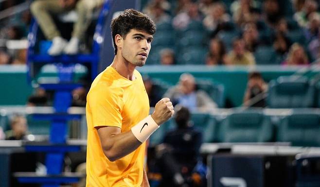 마이애미오픈 3회전에 오른 카를로스 알카라스. 마이애미오픈 홈페이지