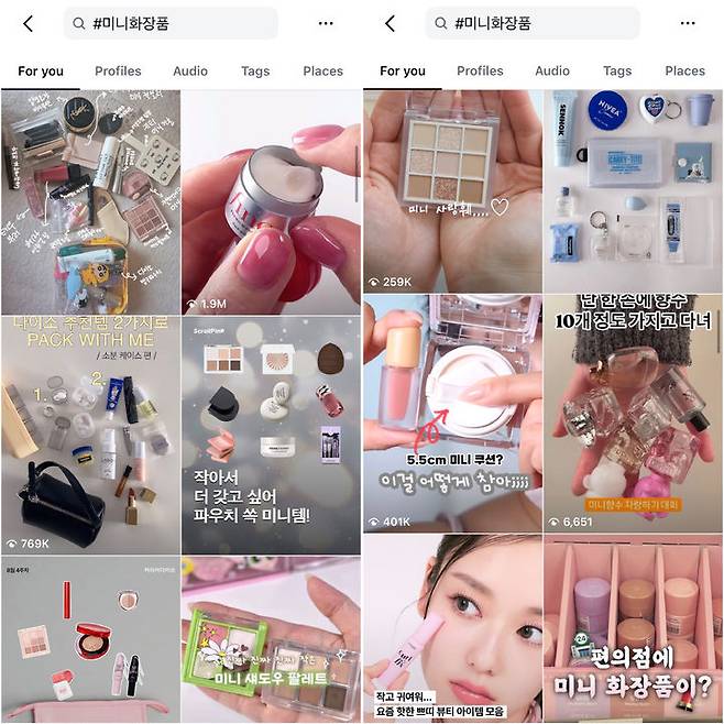 [서울=뉴시스] 사회관계망서비스(SNS)에 공유된 미니화장품 관련 게시글 (사진=인스타그램 갈무리) 2026.03.20. photo@newsis.com *재판매 및 DB 금지