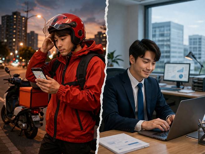 플랫폼 노동이 확산되고 있음에도 불구하고, 여전히 고용 안정성과 소득 불확실성에 대한 우려가 맞물리면서 직업 선택에서는 안정적인 직장을 선호하는 경향이 뚜렷한 것으로 나타났다. 자율성과 유연성이라는 장점에도 불구하고 '불안정성'이 주요 변수로 작용하고 있다는 분석이다. /AI생성 이미지