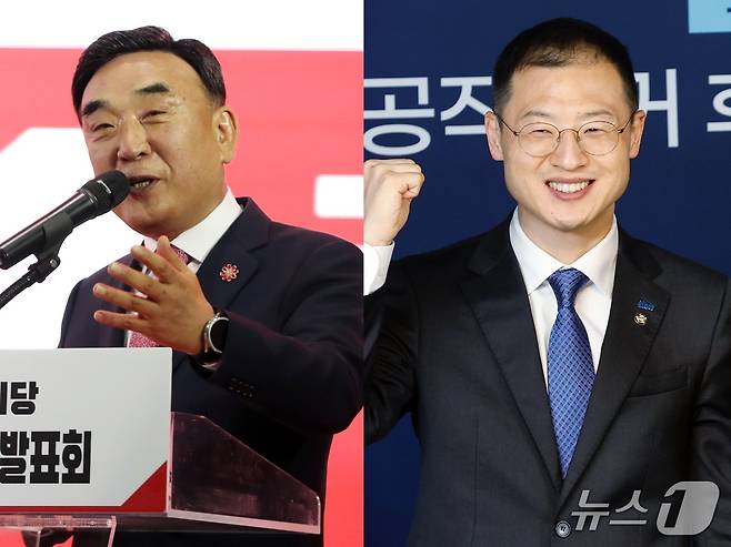 왼쪽부터 국민의힘 김두겸 울산시장과 더불어민주당 김상욱 국회의원. /뉴스1DB
