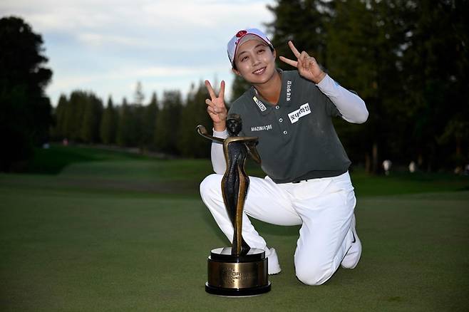 김효주가 23일(한국시간) 열린 LPGA 투어 파운더스컵 최종 4라운드에서 2위 넬리 코르다를 1타 차로 따돌리고 우승을 차지했다. 사진 | AFP=연합뉴스