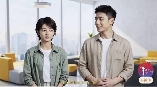 중국에서 실제 소속사와 계약한 AI 배우 린시옌(왼쪽)과 친링웨. 펑멘신문 캡처