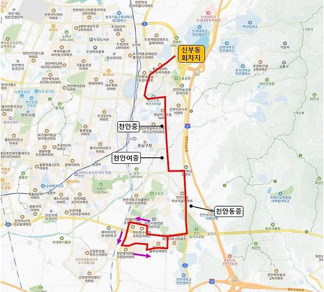 73번 노선도 ⓒ천안시 제공
