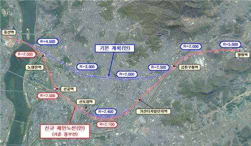 수색~광명 고속철도 노선안 [동작구 제공. 재판매 및 DB 금지]