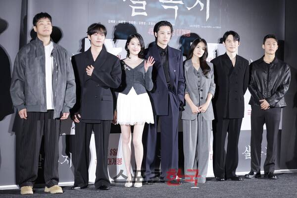 영화 '살목지' 푸티지 시사 및 제작보고회에 참석한 김영성, 윤재찬, 장다아, 이종원, 김혜윤, 김준한, 오동민. 2026.3.4 ⓒ이혜영 기자 lhy@hankooki.com