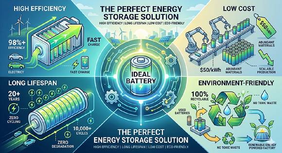 효율 높고, 수명 길고, 가격 낮고, 환경오염 없는 전지와 배터리가 앞으로 21세기 경쟁력이 될 것으로 보인다. [사진=GEMINI]