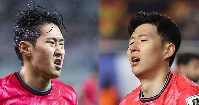 유럽 원정 평가전 2연전을 앞둔 한국축구 ‘원투펀치’ 이강인(왼쪽)과 손흥민. 이강인은 큰 부상은 피했지만 28일 코트디부아르와의 평가전 출전 여부는 불투명하다. 손흥민은 소속팀 LAFC에서 8경기 연속 무득점에 그치면서 발끝이 잠잠하다. [뉴시스]