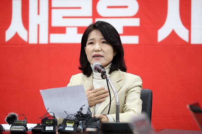 23일 기자회견을 열고 전날 국민의힘 공천관리위원회가 발표한 6·3 지방선거 대구시장 후보 공천 컷오프 관련 불복 입장을 밝힌 이진숙 전 방송통신위원장. 뉴스1