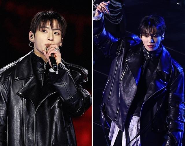 BTS 정국이 컴백 무대에서 한층 더 업그레이드된 비주얼로 전 세계 팬들의 시선을 사로잡았다. 사진=한국온라인사진기자협회 공동취재단