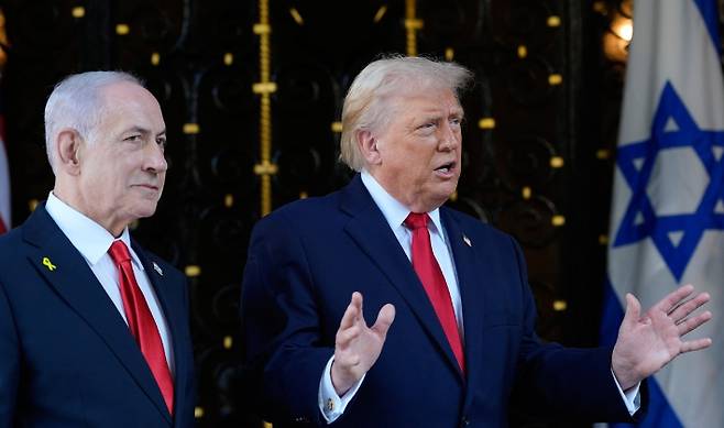 도널드 트럼프 미국 대통령과 베냐민 네타냐후 이스라엘 총리 연합뉴스