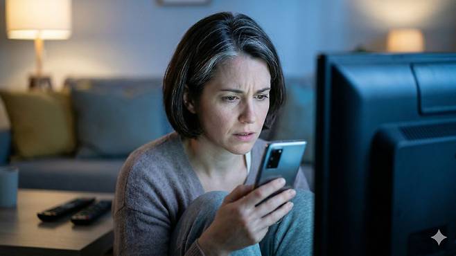 스마트폰 등 전자기기 장시간 사용은 노화를 촉진할 수 있다|출처: Gemini 생성