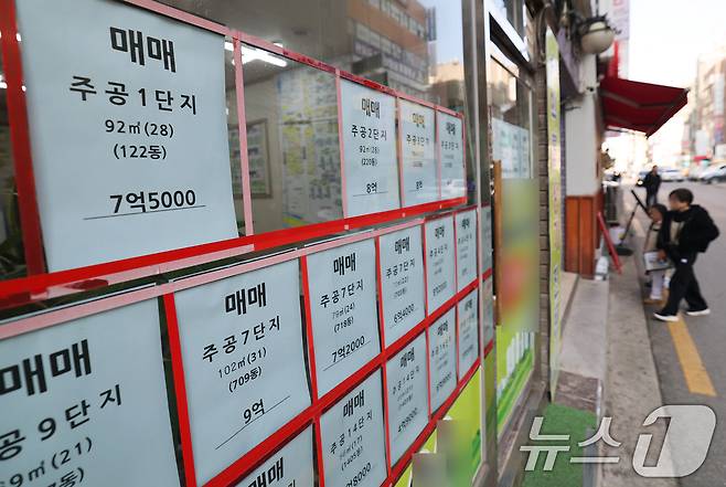 23일 서울 노원구 한 부동산에 전월세 임대 매물 대신 매매 매물 정보만 가득하다. 2026.3.23 ⓒ 뉴스1 오대일 기자