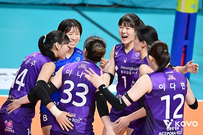 예상을 깨고 봄배구에 진출하며 선전한 흥국생명. (KOVO 제공)