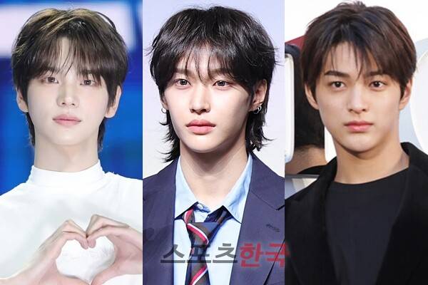 투어스 신유, 라이즈 원빈, 코르티스 건호(왼쪽부터) ⓒ이혜영 기자 lhy@hankooki.com