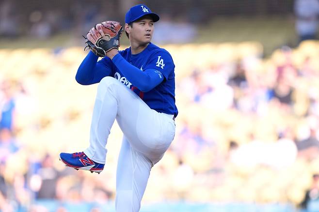 <yonhap photo-3112="">오타니가 25일(한국시간) LA 에인절스전에서 역투하고 있다. AP=연합뉴스 <무단 전재 재배포 금지, AI 학습 및 활용 금지></yonhap>