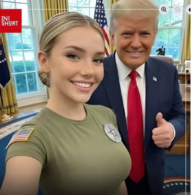 AI로 생성된 제시카 포스터와 트럼프 대통령. [엑스(x)]