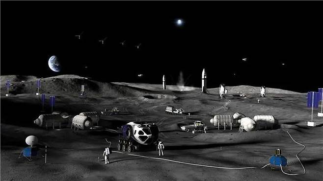 미 항공우주국(NASA)이 구축할 달 표면기지 상상도. 사진=NASA) *재판매 및 DB 금지