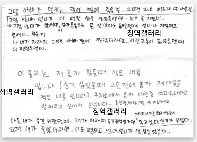 24일 한 인터넷 커뮤니티에 올라온 편지 모습. 글쓴이는 본인이 김소영에게 편지를 보내 답장을 받았다고 주장했다./디시인사이드 캡처