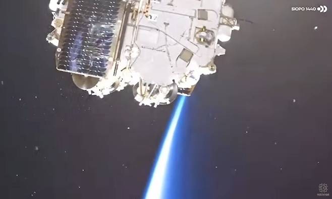 지난 23일 러시아 플레세츠크우주기지에서 발사된 저궤도 인터넷위성 라스베트가 궤도에 배치되고 있다. 뷰로1440 제공