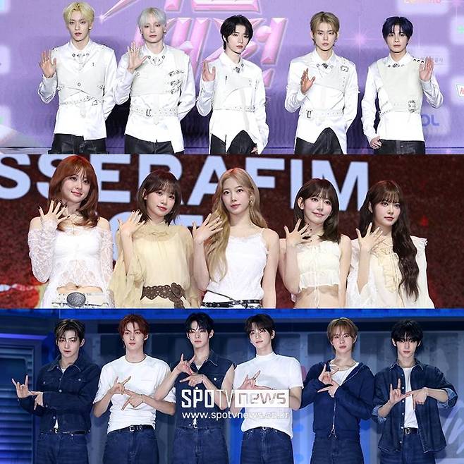 ▲ 투모로우바이투게더, 르세라핌, 투어스(위부터 아래). ⓒ곽혜미 기자