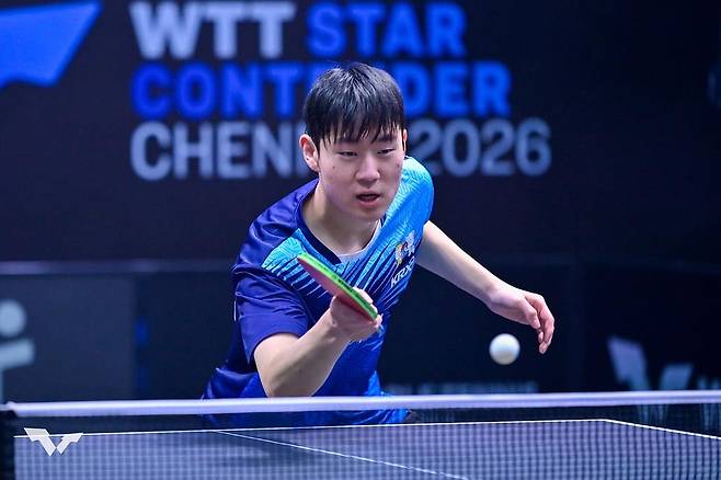 WTT 시리즈 남자 단식에 나선 오준성의 경기 장면 [WTT 인스타그램 캡처. 재판매 및 DB 금지]