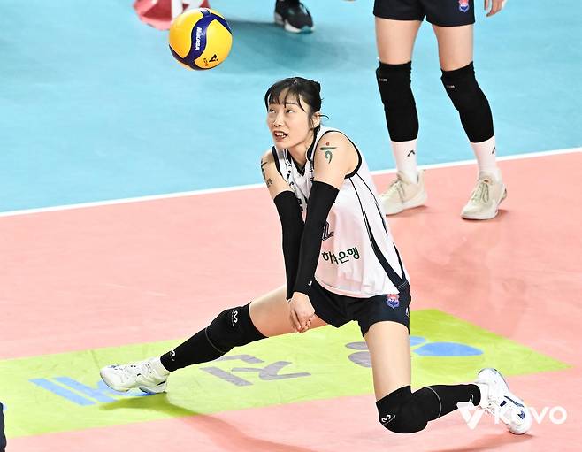 리시브하는 한국도로공사의 리베로 문정원 [한국배구연맹 제공. 재판매 및 DB 금지]