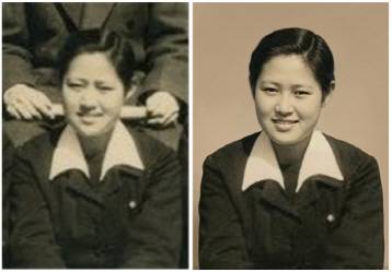 부용산'을 처음 노래한 앨범 속 배금순(1949)과 AI 복원 사진