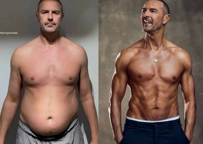 영국 방송인 패디 맥기니스(52)가 두 달 반 만에 다이어트에 성공해 복근을 만들며 잡지 표지 모델로 등장했다. 사진=더선