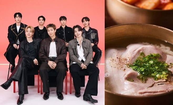 그룹 방탄소년단이 뉴욕 행사 후 즐긴 돼지곰탕이 화제다. 사진=빅히트 뮤직, 옥동식