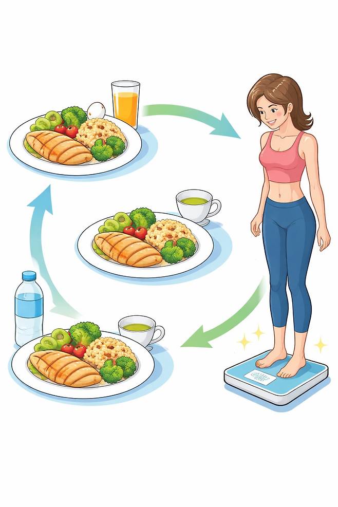 같은 메뉴 반복이 다이어트에 도움된다는 연구 결과가 나왔다./DALL-E 생성