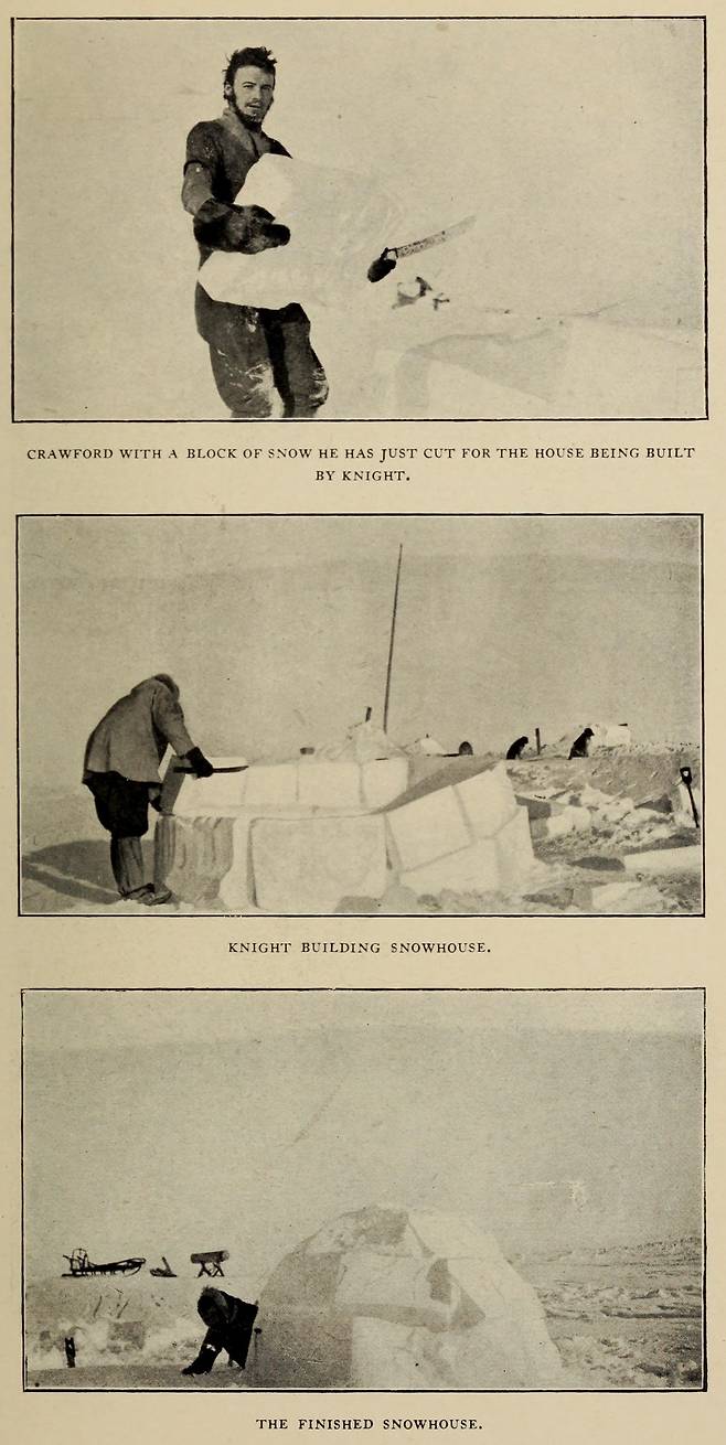 탐험대가 눈으로 집을 짓는 모습, 1922년경 [빌잘무르 스테판슨/브랑겔 섬의 모험]