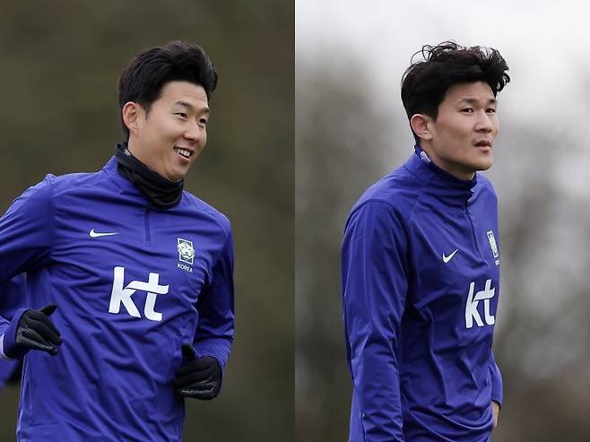 축구국가대표팀 손흥민(왼쪽)과 김민재의 활약은 28일(한국시간) 코트디부아르와의 친선전 승리를 좌우할 핵심 요소다. 사진제공|대한축구협회