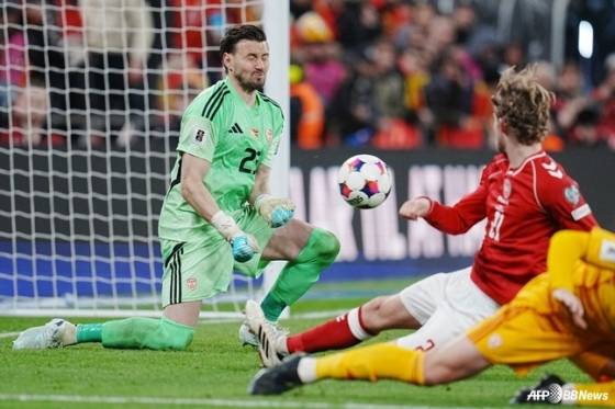 덴마크와 북마케도니아의 북중미월드컵 유럽 D패스 경기 중. /AFPBBNews=뉴스1