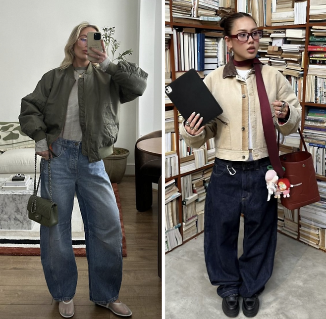 널널한 핏에 곡선을 강조한 ‘커브드 팬츠’가 패션시장에서 빠르게 확산하고 있다. [핀터레스트 캡처]