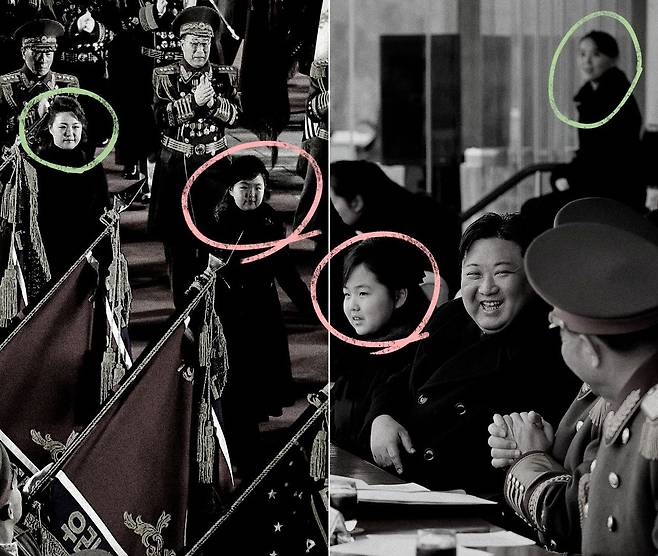 채 교수는 "최근 북한 언론에 등장하는 리설주, 김여정이 김주애 뒤를 따르는 모습 등은 모두 고도의 계산이 들어간 연출"이라고 설명했다. 그래픽 이나윤