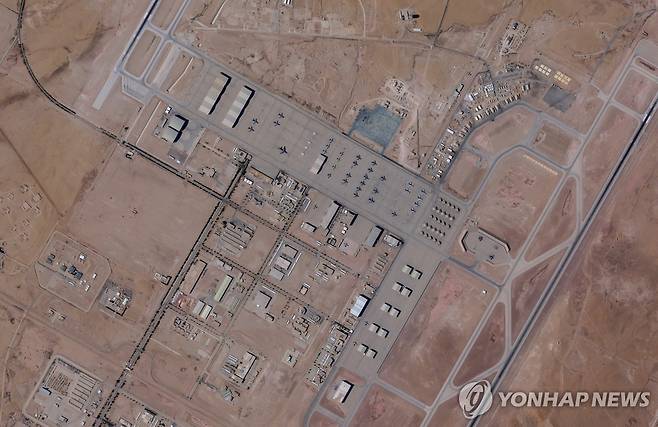 전쟁 발발 전인 2월 21일 인공위성으로 촬영된 사우디아라비아 프린스술탄 미국 공군기지 모습.  [플래닛랩스/로이터 연합뉴스 자료사진. 재판매 및 DB 금지]
