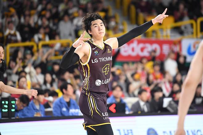 LG 양홍석의 3점 슛 세리머니 [KBL 제공. 재판매 및 DB 금지]