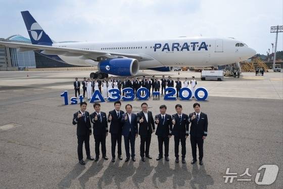 파라타항공이 지난해 7월 김포국제공항을 통해 들여온 회사 1호기 A330-200의 모습(파라타항공 제공). 20225.07.31.