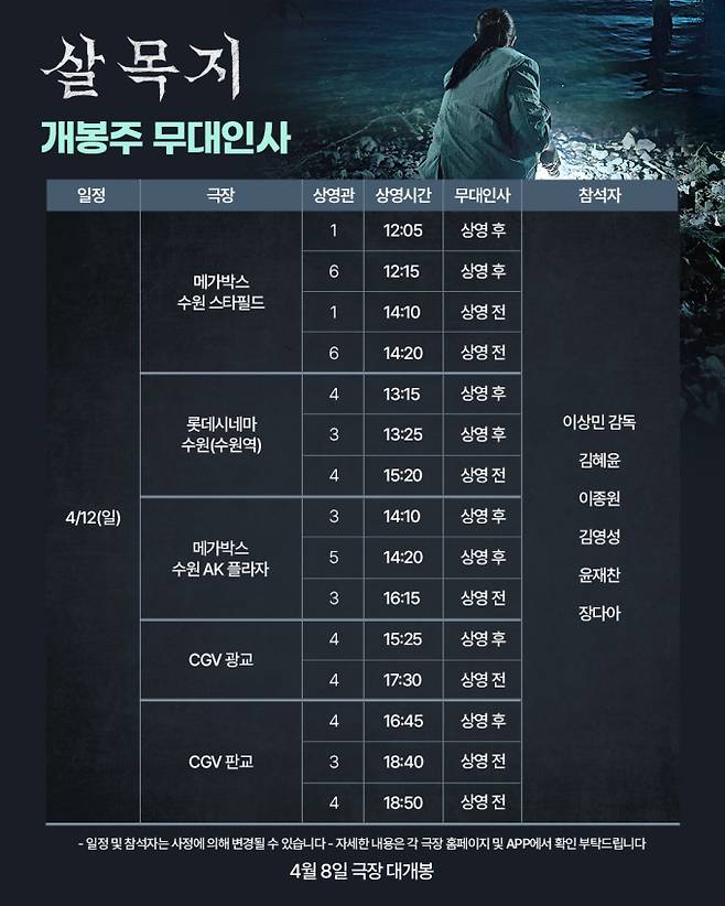 김혜윤→장다아 ‘살목지’, 4월 11·12일 무대인사 확정 (제공: 쇼박스)