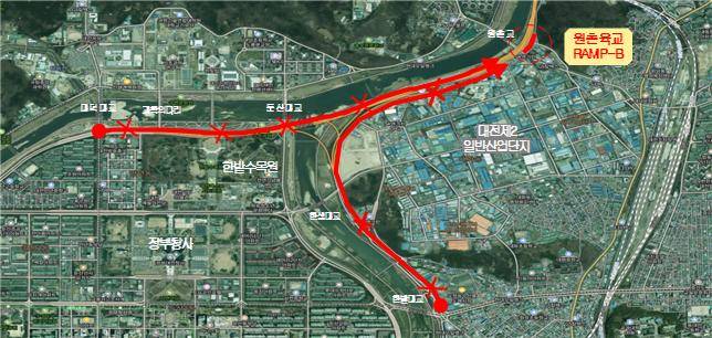 천변도시고속화도로 교통통제 계획안. 대전시 제공