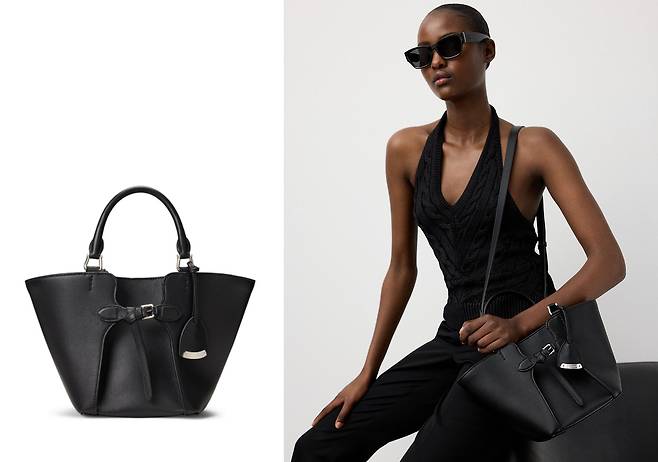 탈부착 가능한 스트랩을 갖춰 다양한 스타일로 연출할 수 있는 ‘더 랄프 미니 토트’ 백. 표면을 그대로 살린 송아지 가죽으로 제작했으며, 내부에는 분리 가능한 캔버스 파우치를 넣어 실용성을 더했다. 사진 랄프 로렌