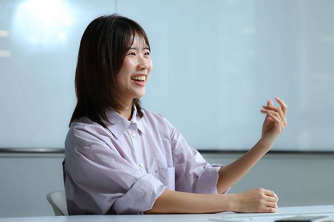 손해인 업스테이지 교육 총괄 부사장을 지난 5일 만났다. 업스테이지와 나이가 같은 아들 키우는 엄마로, 재택근무를 주로 하지만 이날은 서울 강남역 업스테이지 공유 오피스에 나왔다. 김종호 기자